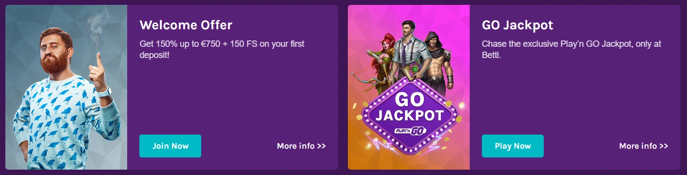 Betti Casino welcome bonus promotion